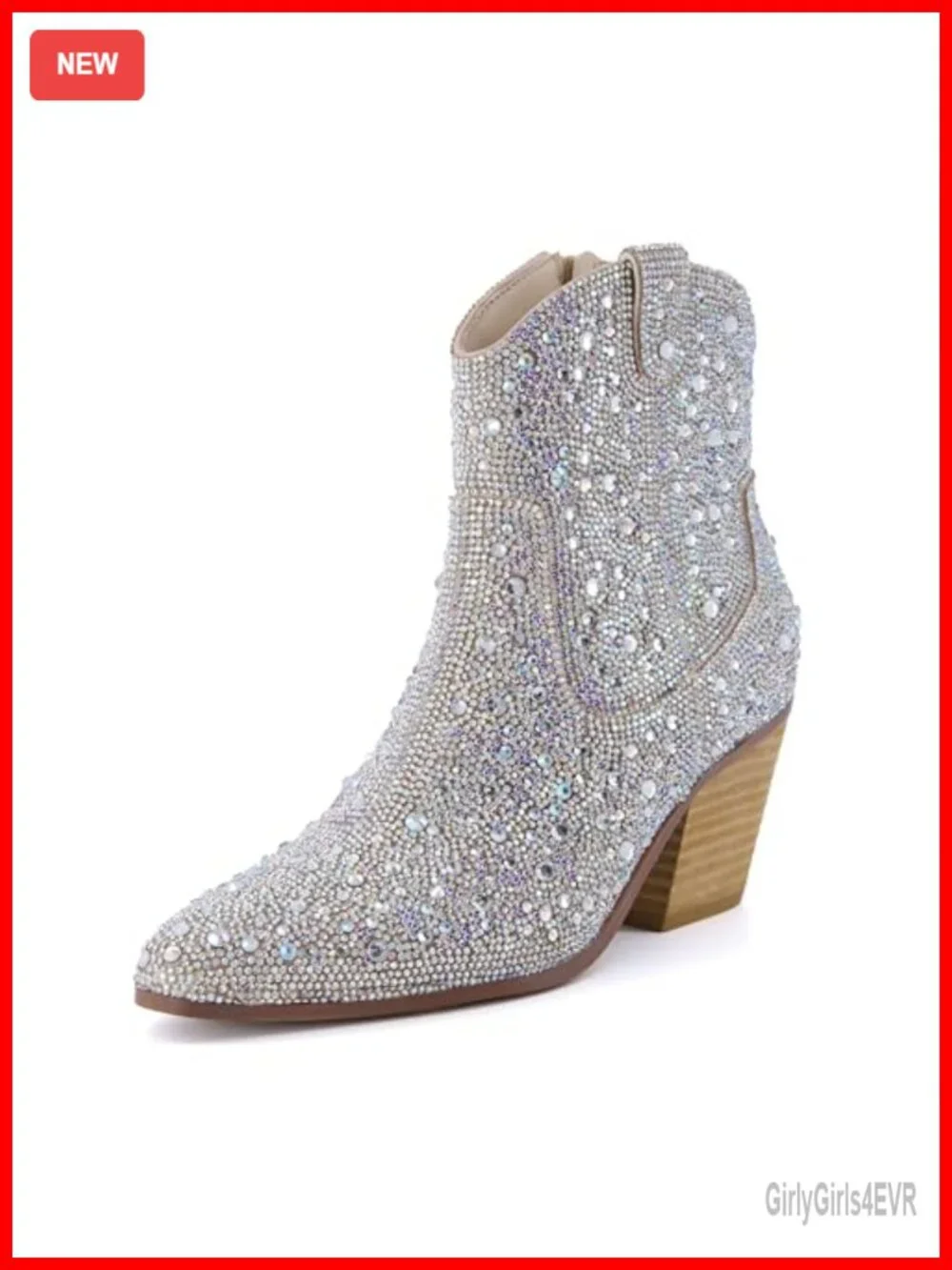 Western Boots Rhinestone Cowboy Ankle Booties Memory Foam